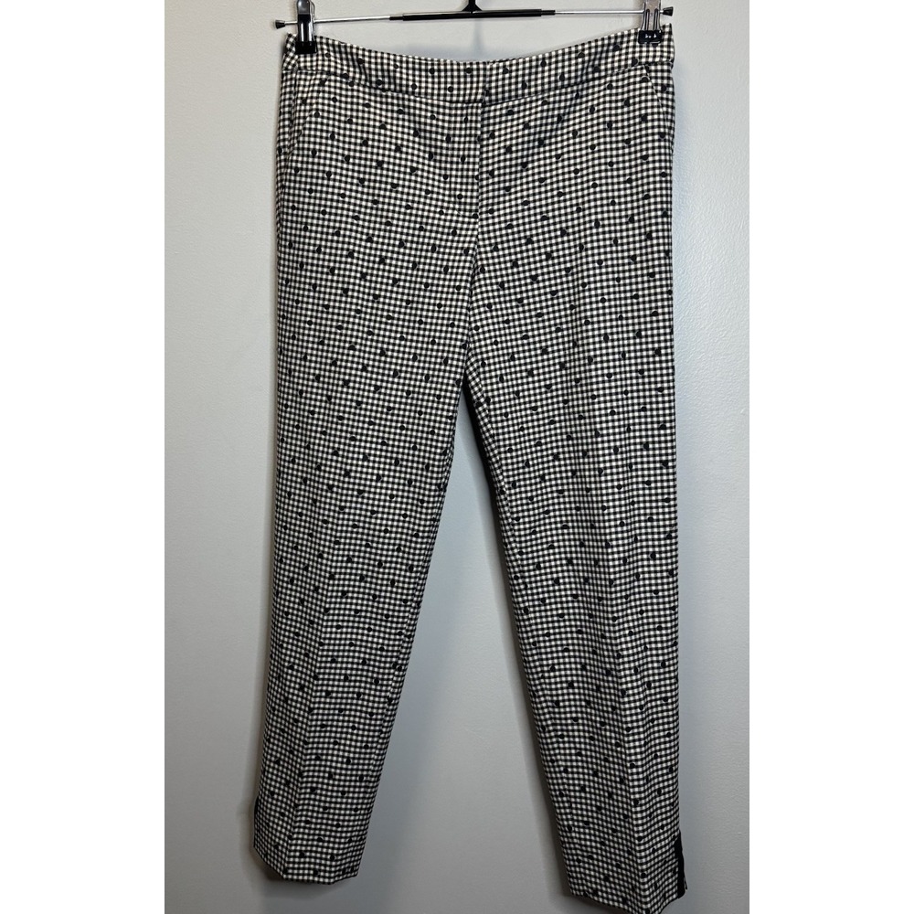 Talbots Pants Gingham Polka Dot Ankle Womens Size 4 Wool Blend Bow Accents Lined
